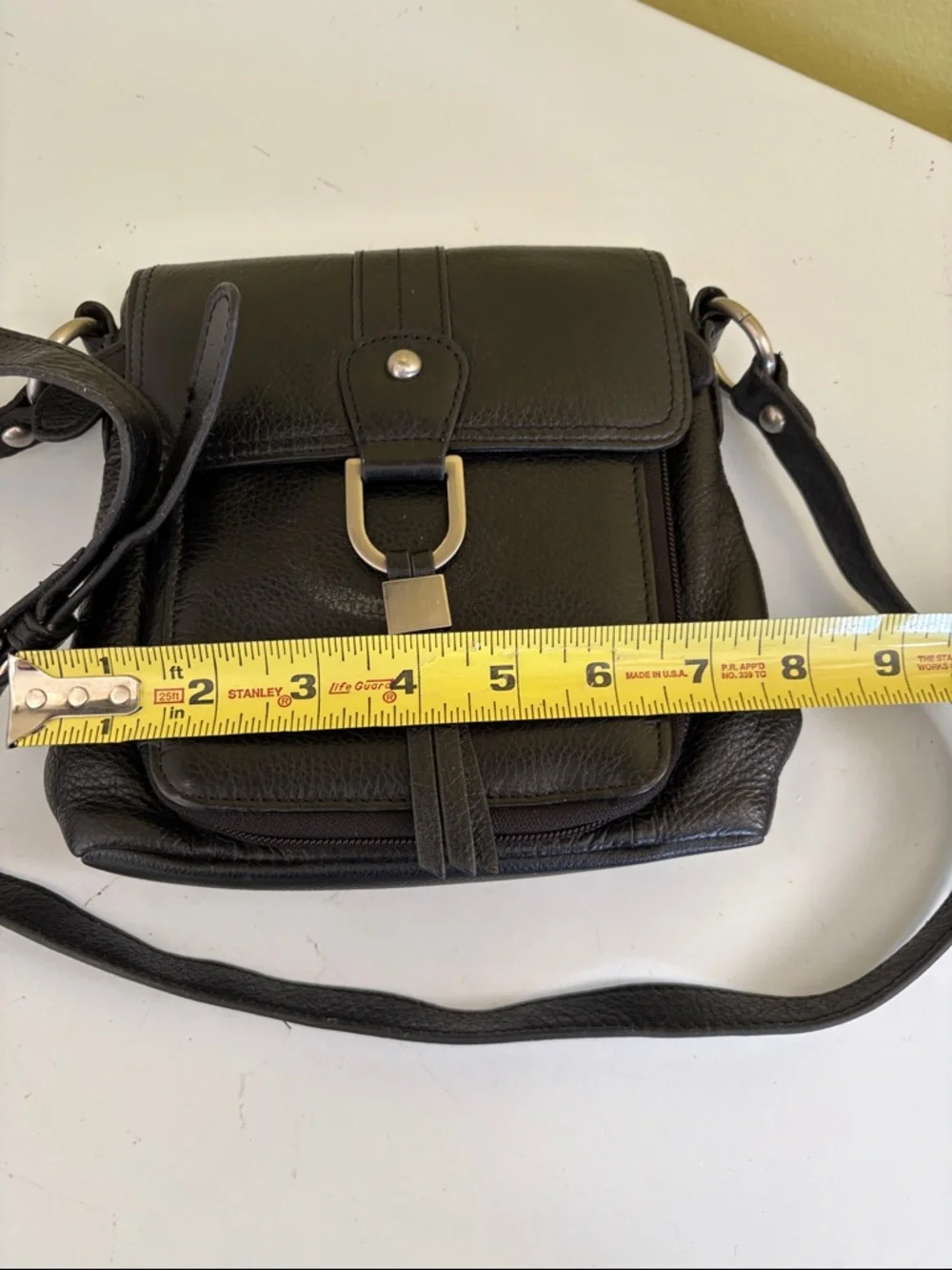 Coldwater Creek Small Black Textured Leather Crossbody Bag Silver Hardware